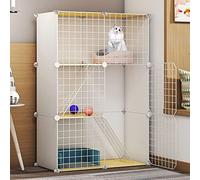 Cat Cages Indoor Large, Cat Enclosure, Cat Cabinet Semi-Enclosed Cat Cage DIY Cat Playpen, Pet Fence Indoor, with Cat Nest + Cat Hammock + Cat Litter Box + Cat Bowl, for 1-3 Cat,White 75x39x109cm