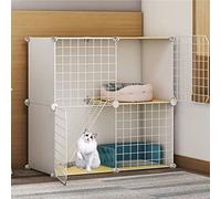 Cat Cages Indoor Large, Cat Enclosure, Cat Cabinet Semi-Enclosed Cat Cage DIY Cat Playpen, Pet Fence Indoor, with Cat Nest + Cat Hammock + Cat Litter Box + Cat Bowl, for 1-3 Cat,White A 75x39x73cm