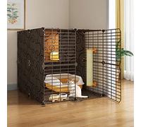 Cat Cages Indoor Large, Cat Houses In Pet Supplies,Detachable Metal Wire Kitten Crate DIY Pet Kennel Enclosures With Door Large Space And Easy To Clean (Color : Black-B, Size : 70 * 70 * 70cm)