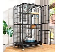 Cat Cages Indoor Large,Cat Kennel Ferret Cage,Chinchilla Cage Small Animal Cages With Wheels And Ladder Large 4-Tier Wire W/ 2 Front Doors Indoor Outdoor,White,Black-SET B-78 * 55 * 138cm