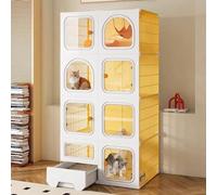 Cat Cages Indoor Large Cat Kennel with Cat Litter Box, Pet Playpen Diy Kennels Pet Playpen Crate Large Exercise Place, Collapsible Cat House for 1-3 Cat (Color : Yellow, Size : 105x35x140cm