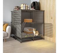 Cat Cages Indoor Large, Collapsible Cat Cage, Pet Cages for Small Animals, Metal Small Animal Cage, Free Space Cattery for Indoor Balcony