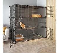 Cat Cages Indoor Large, Collapsible Cat Cage, Pet Cages for Small Animals, Metal Small Animal Cage, Free Space Cattery for Indoor Balcony