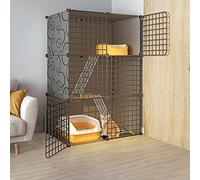 Cat Cages Indoor Large, Collapsible Cat Cage, Pet Cages for Small Animals, Metal Small Animal Cage, Free Space Cattery for Indoor Balcony