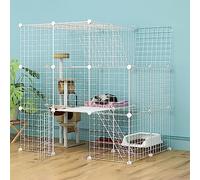 Cat Cages Indoor,Large Diy Cat Enclosure Cat Playpen Detachable Metal Small Animal Cage With Hammock/Litter Tray/Cat Nest/Cat Bowl,For Small Pet Cat Puppy,111x75x110cm-A