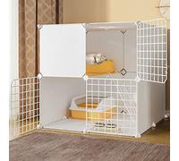 Cat Cages Indoor Large - Diy Pets Playpen,Metal Enclosure Net Yard Fence Cage With Door For Small Pets Rabbits Hedgehogs Cat Guinea Pigs,Includes Mallet,Drinking Fountai,Yellow-75 * 75 * 73cm