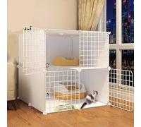 Cat Cages Indoor Large Metal Cat Crate Can Be Freely Spliced Pet Crate with Cat Bowl, Cat Litter Box, Ladder, Cat Bed, Hammock for 1-2 Cats, Ferret, Chinchilla, Rabbit, Small Animals(75 * 75 * 73cm)