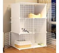 Cat Cages Indoor Large Metal Cat Crate Can Be Freely Spliced Pet Crate with Cat Bowl, Cat Litter Box, Ladder, Cat Bed, Hammock for 1-2 Cats, Ferret, Chinchilla, Rabbit, Small Animals(75 * 39 * 109cm)