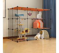 Cat Cages Indoor Large,Portable Guinea Pig Cage,Pet Cages For Small Animals,Collapsible Pet Cage,Cat Cage Extra Large With Resin Foot Pad,Black-144 * 74 * 109cm
