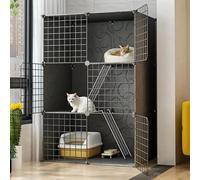 Cat Cages Indoor Large Semi-enclosed Metal Cat Enclosure Can Be Freely Spliced Cat Crate with Resin Gasket Pet Crate with Stairs for Ferret, Chinchilla, Rabbit, Small Animals(75x39x109cm)