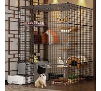 Cat cages indoor large with an enclosed litter tray,cat houses & condos, metal + ABS plastic,Black, Various Sizes