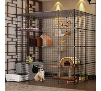 Cat cages indoor large with an enclosed litter tray,cat houses & condos, metal + ABS plastic,Black, Various Sizes