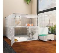 Cat Cages Indoor Large With Litter Box And Platforms,Outdoor Cat Enclosures Cat Playpen DIY Indoor Pet Home Cat Condo Indoor Cat Cages Enclosures (Color : White, Size : 43.7"L X 33.5"W X 2