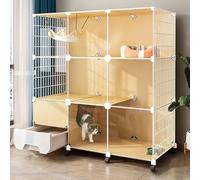 Cat Cages Indoor Large with Litter Box - Large Cat Cage Indoor Diy Cat Playpen, with Casters To Increase The Height By 4cm for Pet Puppies Ferret Rabbit Hedgehog (Size : 112 * 47 * 112cm)