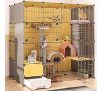 Cat Cages Indoor Large with Litter Box, Pet Crate Detachable, Cat Pens for Indoors, Kitten Cage Indoor Pen with Roof, Transparent Design, Super Load-bearing, Easy To Assemble