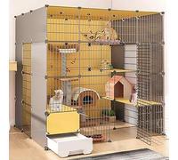 Cat Cages Indoor Large with Litter Box, Pet Crate Detachable, Cat Pens for Indoors, Kitten Cage Indoor Pen with Roof, Transparent Design, Super Load-bearing, Easy To Assemble