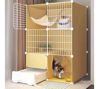 Cat Cages Indoor Large with Litter Box, Pet Crate Detachable, Cat Pens for Indoors, Kitten Cage Indoor Pen with Roof, Transparent Design, Super Load-bearing, Easy To Assemble