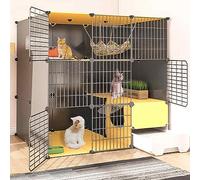 Cat Cages Indoor Large with Litter Box, Pet Crate Detachable, Cat Pens for Indoors, Kitten Cage Indoor Pen with Roof, Transparent Design, Super Load-bearing, Easy To Assemble