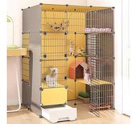 Cat Cages Indoor Large with Litter Box, Pet Crate Detachable, Cat Pens for Indoors, Kitten Cage Indoor Pen with Roof, Transparent Design, Super Load-bearing, Easy To Assemble