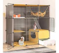 Cat Cages Indoor Large with Litter Box, Pet Crate Detachable, Cat Pens for Indoors, Kitten Cage Indoor Pen with Roof, Transparent Design, Super Load-bearing, Easy To Assemble