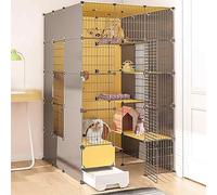 Cat Cages Indoor Large with Litter Box, Pet Crate Detachable, Cat Pens for Indoors, Kitten Cage Indoor Pen with Roof, Transparent Design, Super Load-bearing, Easy To Assemble