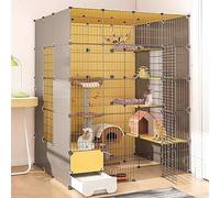 Cat Cages Indoor Large with Litter Box, Pet Crate Detachable, Cat Pens for Indoors, Kitten Cage Indoor Pen with Roof, Transparent Design, Super Load-bearing, Easy To Assemble