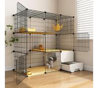 Cat Cages Indoor Large with Litter Box, Pet Playpen,Small Animals Cage Transparent and Easy to Observe Pet Dynamics for Puppies,Kitties,Bunny,Turtle,111 * 49 * 109cm