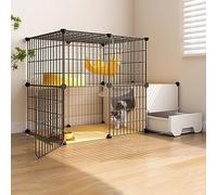 Cat Cages Indoor Large with Litter Box, Pet Playpen,Small Animals Cage Transparent and Easy to Observe Pet Dynamics for Puppies,Kitties,Bunny,Turtle,111 * 39 * 73cm-a