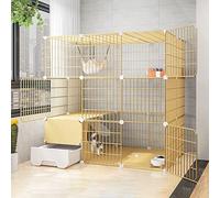 Cat Cages Indoor Large with Litter Box,Wire Cat Cage,Collapsible Cat Cage,Portable Guinea Pig Cage,with Resin Foot Pad - Black/yellow - 10 Sizes