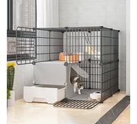 Cat Cages Indoor Large With Litter Box,Wire Cat Cage,Collapsible Cat Cage,Portable Guinea Pig Cage,With Resin Foot Pad - Black/Yellow - 10 Sizes,Black-c-75 * 75 * 73cm