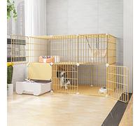 Cat Cages Indoor Large with Litter Box, Wire Cat Cage, Collapsible Cat Cage, Portable Guinea Pig Cage, with Resin Foot Pad - Black/yellow - 10 Sizes,Yellow-b-111 * 49 * 73cm-2