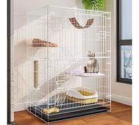 Cat Cages Indoor Large with Litter Tray, Metal, Cat Houses in Pet Supplies, Small Animal Cage,6 piece set, Black/White,Onecolor-60 * 42 * 100cm+casters