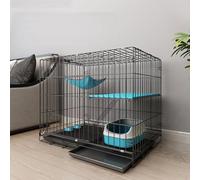 Cat Cages Indoor Large with Pull-out Tray, Cat Playpen for Indoor Cats Enclosed Metal Wire, Foldable Cat House with Hammock, Ideal for Dogs, Guinea Pigs, Rabbits, Small Animals(Black,60 * 40 * 50cm)