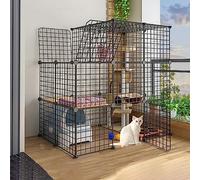 Cat Cages Indoor - Outdoor Cat Enclosures Detachable Small Animal Cage Cat Playpen Puppy Crate Semi-Enclosed Cat Cabinet - For Small Pet Cat Puppy, Black