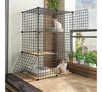 Cat Cages Indoor - Outdoor Cat Enclosures Detachable Small Animal Cage Cat Playpen Puppy Crate Semi-Enclosed Cat Cabinet - For Small Pet Cat Puppy, Black