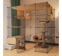 Cat Cages Indoor Outdoor Enclosure, Spacious Playpen for Small Animals - Ideal for Cats, Ferrets, Chinchillas, and Rabbits, Perfect for 1-4 Cats with Litter Area