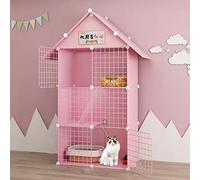 Cat Cages Indoor Pink, DIY Pet Cage Detachable Metal Small Animal Kennels DIY Design Playpen With Climbing Ladders Cat Presents For Cat Lovers Ideal For 1-2 Cat (Color : C, Size : 75 * 39 * 145CM)
