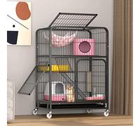 Cat Cages Indoor, Portable Cat Cage, Pet Cages for Small Animals, Small Pet Cages, Chicken Wire Cage, for 1-2 Cats, with Doors (Black)