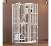 Cat Cages Indoor, Rabbit Cage Indoor, Cat Outdoor Enclosure, Metal Cat Crate Ferret Pet Cage with Doors Ramp Ladders Suitable for Ferret,Bunny and Chinchillas - White