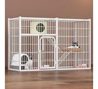 Cat Cages Indoor,Rabbit Cage Indoor,Cat Outdoor Enclosure,Metal Cat Crate Ferret Pet Cage With Doors Ramp Ladders Suitable For Ferret,Bunny And Chinchillas - White,White-124 * 48 * 80cm