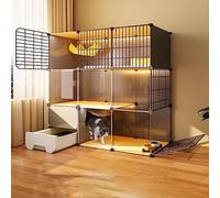 Cat Cages Indoor with Cat Litter Box 3 Tier Cat Cage Enclosures, DIY Metal Wire Cat Crate Playpen with Hammock for House Kennel Condo Villa