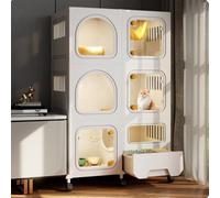 FENGFAUU Cat Cages Indoor With Litter Box, 3-Tier Large DIY Cat Enclosure,Cat Playpen Pet Cages With Wheels,Small Animal House Detachable Playpen For Home Use - Easy Installation