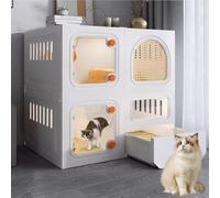 Cat Cages Indoor with Litter Box, Cage for Cats Cat Cage Indoor, Spacious and Comfy, Complete Accessories(White,71x46x71cm)