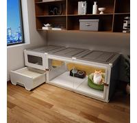 Cat Cages Indoor with Litter Box, Cat Playpen for Indoor Cats Enclosed, for Kitten Guinea Pig, Bunny, Easy to Assemble(Gray)