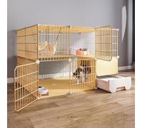 Cat Cages Indoor With Litter Box Detachable Metal Wire Kennels Cat Condo Outdoor DIY Assembledcat Playpen,Pet Cages For Cats Large Exercise Place(Size:43.7"L X 37.4"W X 28.7"H)