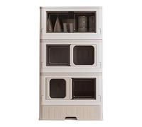 Cat Cages Indoor with Litter Box fit 2 Cats 3-Tier PP Modular Cates House pet Crate Foldable Design with Storage Compartment for Spaces for Small Animals(White,Small)