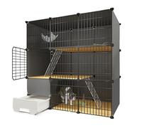 Cat Cages Indoor with Litter Box Fit 2 Cats, Indoor Catio Outdoor Cat Enclosure Cages House Balcony Cat Playpen, Kennels Crate Large Exercise Place