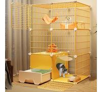 Cat Cages Indoor with Litter Box fit 2 Cats Large Exercise Place Ideal DIY Cat Playpen for Cat and Small Animals Two Models(75 * 49 * 109cm)