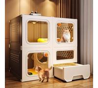 Cat Cages Indoor with Litter Box, Indoor Cat Enclosure, Cage for Cats, Complete Accessories, Expansion Space(Gray,70x45x70cm)