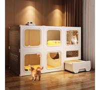 Cat Cages Indoor with Litter Box, Indoor Cat Enclosure, Cage for Cats, Complete Accessories, Expansion Space(Gray,105x45x70cm)